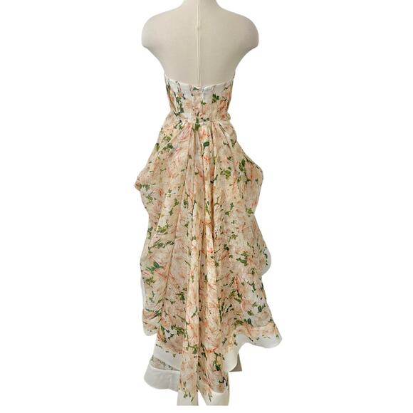 ZIMMERMANN Natura Draped Strapless Dress High-Low Azalea Floral 0 (US4) - Picture 9 of 16